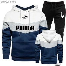 Men's Tracksuits Mens Tracksuit Wear Stripe Hoodies+Sweatpants 2 Piece Set 2023 New Fashion High Quality Autumn Winter Daily Casual Q230111