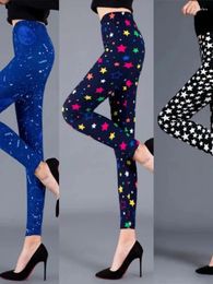 Women's Pants Spring And Autumn Brushed Milk Silk Elastic Leggings Star Print Fashion Outwear