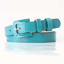 Belts Designer PU Leather Belt For Women Black Blue Green 2.0cm Narrow Thin Candy Color Pin Buckle Waist Female