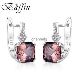 Stud BAFFIN Real 925 Sterling Silver Drop Earrings Fine Jewellery Natural Morganite Stone Earrings For Women Vintage Retro Jewellery YQ240110