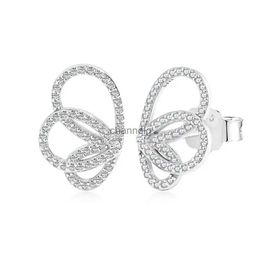 Stud S925 Pure Silver Ear Stud Light Luxury Zircon Inlaid Butterfly Shape Line Sense High Grade Fashion Versatile Jewellery Women YQ240110