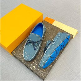 Men Driver Shoes Blue denim Dress Shoes Man Moccasin loafers Designer Casual Shoes loafers mules Square Buckle 11