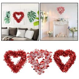 Decorative Flowers Valentine Heart Shaped Wreaths Tinsel Wreath With Ing Day Decor For Birthday Wedding Party Front Door