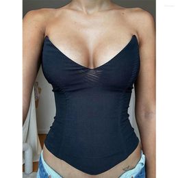 Women's Tanks Gtpdpllt Y2k Tank Tops Sexy Black Deep V Neck Backless Ladies Tube Arrival 2024 Going Out Club Wear Corset Top