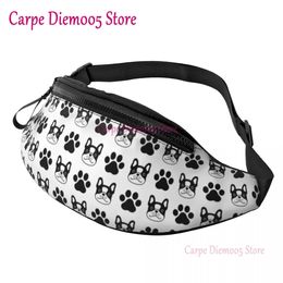 Cute French Bulldog Paw Fanny Pack Women Men Custom Pet Dog Crossbody Waist Bag for Running Phone Money Pouch 240110