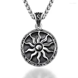 Pendant Necklaces Apollo Amulet Double Sided Stainless Steel Sun God Necklace Punk Retro Vintage Style 22" Chain