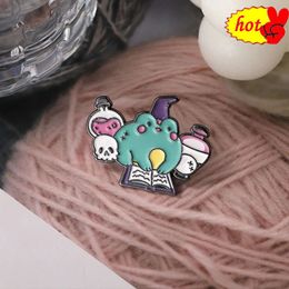 carton magic frog Enamel Lapel Pins Couples White Black Bunny Brooches Cartoon Animal Badge Backpack Jewellery Gift for Kids Frien