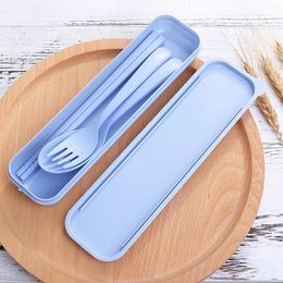 Flatware Sets Travel Outdoor Spoon Picnics Set Cutlery Fork Portable Tableware Chopstick Light Table Runner And Napkins