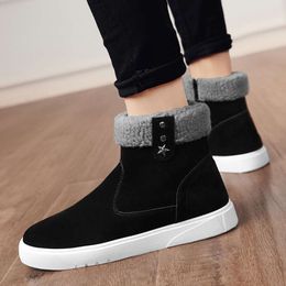Outdoor Warm Winter Snow for Men Fashion Suede Black Ankle Boots Man Comfortable Plus Veet Men's High Top Sneakers