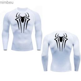 Men's T-Shirts White T Shirt Men Long Sleeve Shirt Compression Tacksuit Rashgarda MMA Fitness Top Winter Thermal Second Skin Track Suit Men TeeL240110