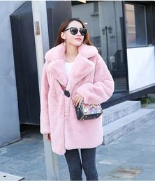 Mink Coats Women Winter Top Fashion Pink Fur Coat Elegant Thick Warm Outerwear Fake Fur Jacket Chaquetas Mujer 240109