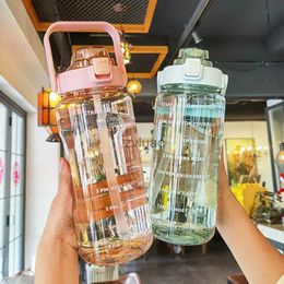 water bottle 2 Litre Large Capacity Plastic Straw Water Cup Sports Ice Water Bottle High Value Outdoor Camping Drinking Tools Travel Bottle YQ240110