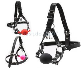 Leather SILICONE MOUTH GAG Head Strap Harness Restraint Nose Hook Trainer Play AU6538823216