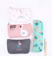 new designer cute creative flamingo canvas pencil case storage organizer pen bags pouch school office supplies christmas gift6428705