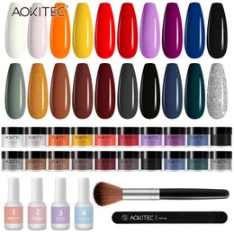 Aokitec Nail Dipping Powder Kit Pastel Glitter Dipping Powder Starter Set for French Nails Art Decorations Manicure Colorful 240109