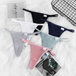 3PC thong women's cotton underwear sexy solid Colour G-String low waisted seamless T-Back women's underwear 230110