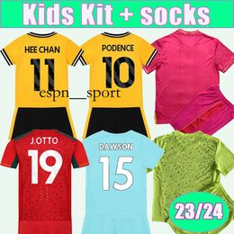 espnsport 23 24 PODENCE Kids Kit Soccer Jerseys GOMES TRAORE HEE-CHAN CUNHA DAWSON DOHERTY N. SEMEDO Home Away Red Pink 3rd Goalkeeper Football Shirt