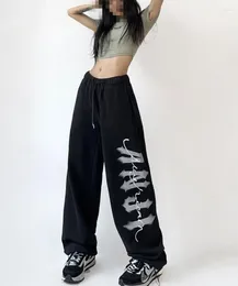 Women's Pants American Vintage Letter Print Sweatpants Women Spring Autum Fashion Jogging Balck Trousers Gothic Joggers Street