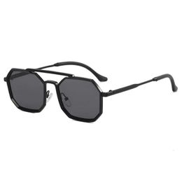 Designer Sunglasses Double beam polygonal sunglasses for men and women's fashionable punk style sunglasses, trendy and high-end glasses NAEO