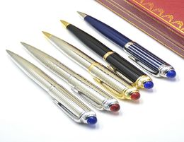 New Luxury R Series Ca Metal Ballpoint Pen Black Silver Stainless Steel Stationery Office Writing Ball Pens With Gem Top9159703