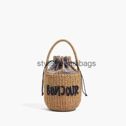 Totes Round Bucket Handbags Women New Summer Fashion Beach Str Bag Rattan Woven Shoulder Messenger Lady Totestylisheendibags