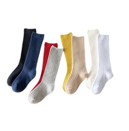 4 Pairs/lot Comfortable School Cotton Children Stockings Plain Colourful born Baby Knee High Socks Unisex Leg Warmers 240109
