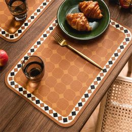 Table Mats Luxury Leather Mat Modern Flower Style Romantic Western Food Heat Insulation Pad Household Bowl Pattern