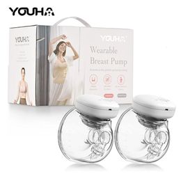 YOUHA Electric Hand Free Wearable Pumps Portable Comfort Milk Extractor Silent Puller Collector BPAfree 240109