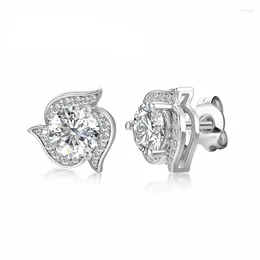 Stud Earrings Round 6.5mm Moissanite 925 Silver Trendy Engagement Wedding Women Earring Gift