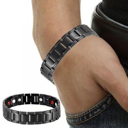 Bracelets Black Titanium Bracelet Balance Energy Healing Negative Ions Magnetic Power Men Bracelet Link Chain Gift