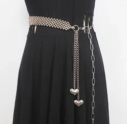 Belts Women's Runway Fashion Silver Metal Chain Cummerbunds Female Dress Corsets Waistband Decoration Wide Belt R1161