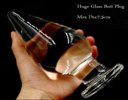 Big Anal Plug Size 16cm75cm Super Large Transparent Crystal Glass Butt Plug Anal Dildo Huge Anal Sex Toys For Woman Men D181118823586