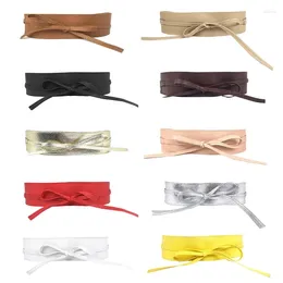 Belts Women Faux Leather Solid Color Waist Belt Bow Tie Wrap Around Corset Waistband