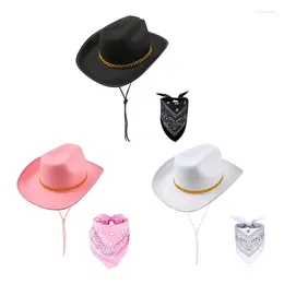 Berets Novelty Cosplay Cowboy Hat The West Type Large Brim Cycling Mask Accessories For Adult Men Women
