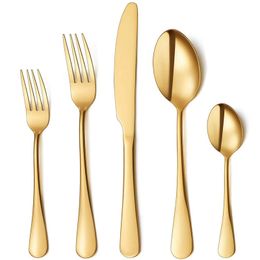 5 Teile/satz Gold Besteck Set Edelstahl Besteck Besteck Set Geschirr Westlichen Geschirr Goldene Gabel Löffel Steak Küche Utensil HW0168