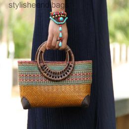 Shoulder Bags Retro Japanese handmade bamboo woven bag mini woven female bag literary youth storage woven rattan handbagstylisheendibags