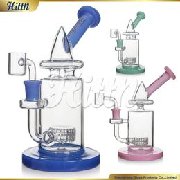 Glass Bubbler Dab Rig 420 Bong Hittn New 8.5 Inches Showerhead Percolator Water Pipe Glass Bong with 14mm Quartz Banger Milk Colours 2024 New