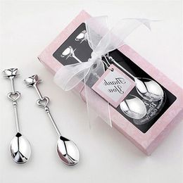 1 Pair Love Coffee Drinking Stainless Steel Spoon Teaspoon Bridal Shower Wedding Bridal Party Favours Lover Valentine's Gift297D