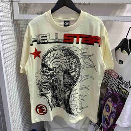 9sse Men's T-shirts Trendy Hellstar T-shirt Hell Star Head Print Street Short Sleeve 9hxo