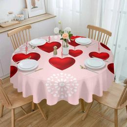 Table Cloth Valentine'S Day Love Pendant Decor Waterproof Tablecloth Decoration Wedding Home Kitchen Dining Room Round