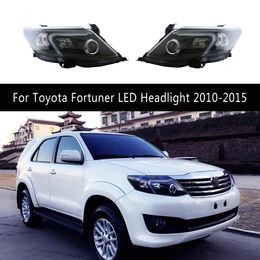 For Toyota Fortuner LED Headlight 10-15 Car Head Lamp DRL Daytime Running Light High Beam Angel Eyes Projector Lens Streamer Turn Signal