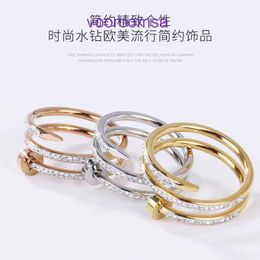 Fashion Ring Carter Ladies Rose Gold Silver Lady Rings New Nail Couple Same Double Layer Diamond Inlaid Titanium Steel Non fading With Original Box