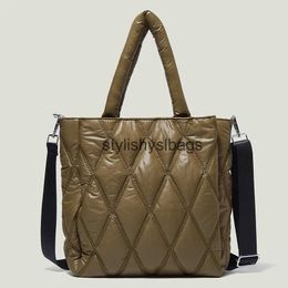 Shoulder Bags Designer Brand Lingge Quilted Padded Large Tote Nylon Women Handbags Luxury Down Cotton Shoulder Crossbody Bags Shopper Bag 2022stylishyslbags
