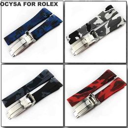 COYSA Brand Rubber Watch Strap For SUB 20mm Deployment Clasp Waterproof band Accessories With Buckle Disruptive285P