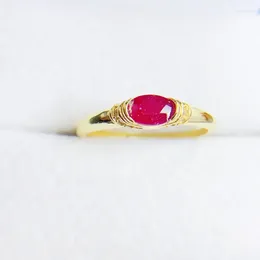 Cluster Rings Per Jewelry Natural Real Ruby Simple Ring 925 Sterling Silver 0.6ct Gemstone Fine For Men Women T236198