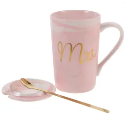 Mugs Decorative Coffee Mug Ceramic Cup Water Portable With Lid And Spoon