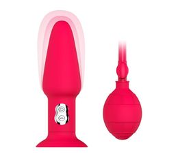 Inflatable Anal Vibrator Dildo Pump Anal Sex Toy Butt Plug Adsorption Type Vagina Anal Expansion Vibrator For Women Men Sex Shop Y2199118