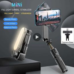 Selfie Monopods Gimbal Stabilizer Selfie Stick With Tripod Led Light For Phone Mobile Action Camera Cell Holder Stand Smartphone Monopod Tripes YQ240110