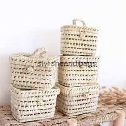 Totes Woven Japanese simple corn husk Str bag Box shape handbagstylisheendibags