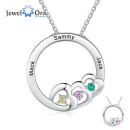 Necklaces Personalised Necklaces Stainless Steel Family Jewellery Fashion Heart Pendant Engraved Names Customise Birthstones Gift for Women